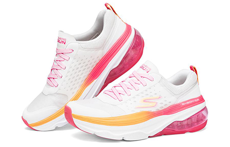 Lookbook (W) 斯凯奇Max缓震Air粉白色运动鞋 128062-WHP