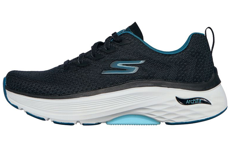 (Women) Skechers Max Cushioning Arch Fit 'Black Blue' 128308-BLK