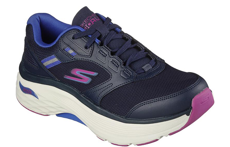 Lookbook (W) Skechers Max Bantalan Arch Fit 'Biru Dongker' 128301-NVPR
