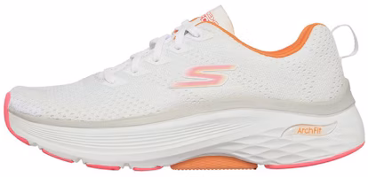 (Women) Skechers Max Cushioning Arch Fit 'White Orange' 128308-WHT (Women) Skechers Max Cushioning Arch Fit 'White Orange' 128308-WHT