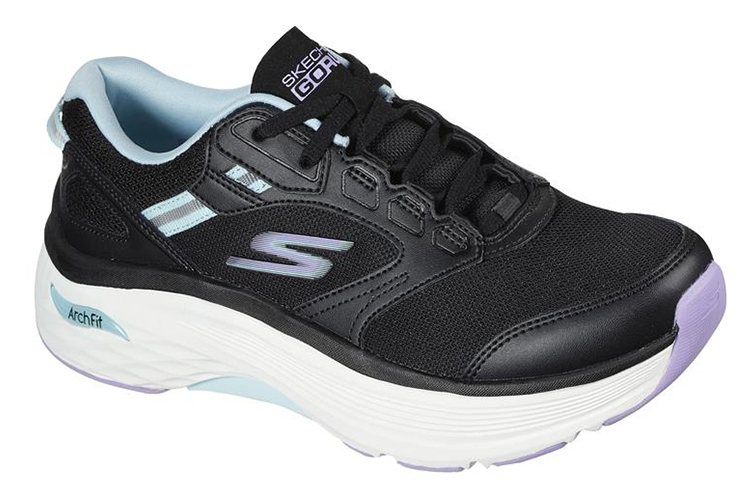 Lookbook (W) Skechers Max Cushioning Arch Fit Lage Hardloopschoenen Zwart 128301-BKAQ
