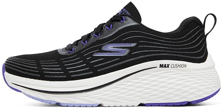 women-skechers-max-cushioning-black-blue-anti-slip-durable-trendy-comfort-breathable-low-top-running-shoe-129600-bkpr
