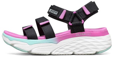 (Women) Skechers Max Cushioning Casual Sandals Black/Purple 140120-BKMT (Women) Skechers Max Cushioning Casual Sandals Black/Purple 140120-BKMT