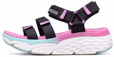 (Women) Skechers Max Cushioning Casual Sandals Black/Purple 140120-BKMT (Women) Skechers Max Cushioning Casual Sandals Black/Purple 140120-BKMT