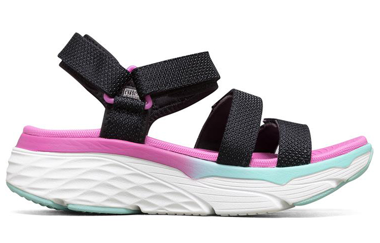 Order (W) スケッチャーズ マックスクッション サンダル 黒/紫 140120-BKMT