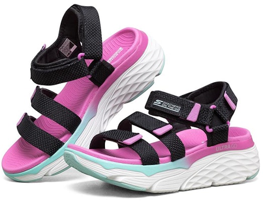 (Women) Skechers Max Cushioning Casual Sandals Black/Purple 140120-BKMT Lookbook (Women) Skechers Max Cushioning Casual Sandals Black/Purple 140120-BKMT