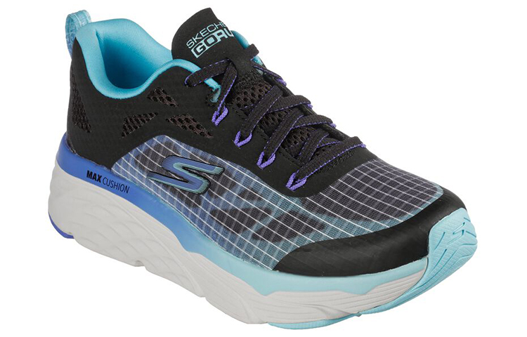 Lookbook (W) Skechers Max Cushioning Elite 'Hitam Biru' 128261-BKAQ