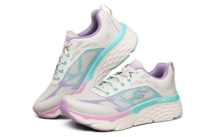 (W) Skechers Max Cushioning Elite Low-Top Running Shoes Grey/Blue 圖 3