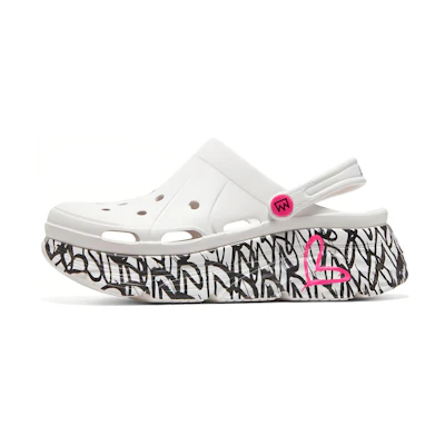 (W) Skechers Max Cushioning Foamies 'White Black Pink'