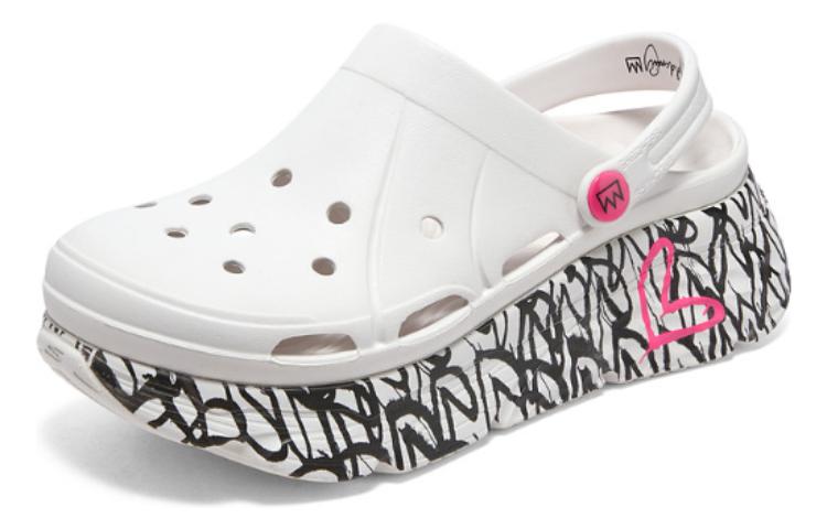 Order (W) Skechers Max Cushioning Foamies ''Weiß Schwarz Rosa'' 111324-WHT