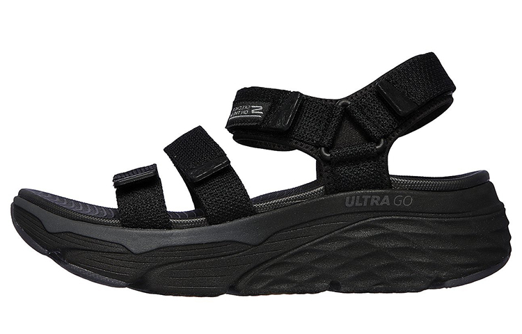 Buy (W) レディース スケッチャーズ マックス クッショニング サンダル 'オールブラック' 140120-BBK 140120-BBK