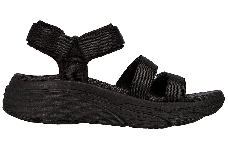 Order (W) Skechers Max Cushioning Sandal ''Lured All-Black'' Zwart Sandalen 140218-BBK