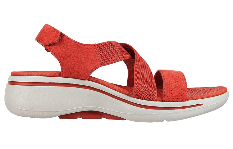 Order (Women) Skechers Max Cushioning Sandal 'Lured Burgundy' 140257-RUST