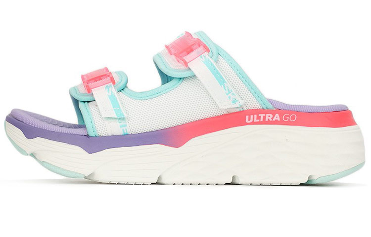(Women) Skechers Max Cushioning Thick Bottom Increase Sandals Purple/Green 140117-WMLT