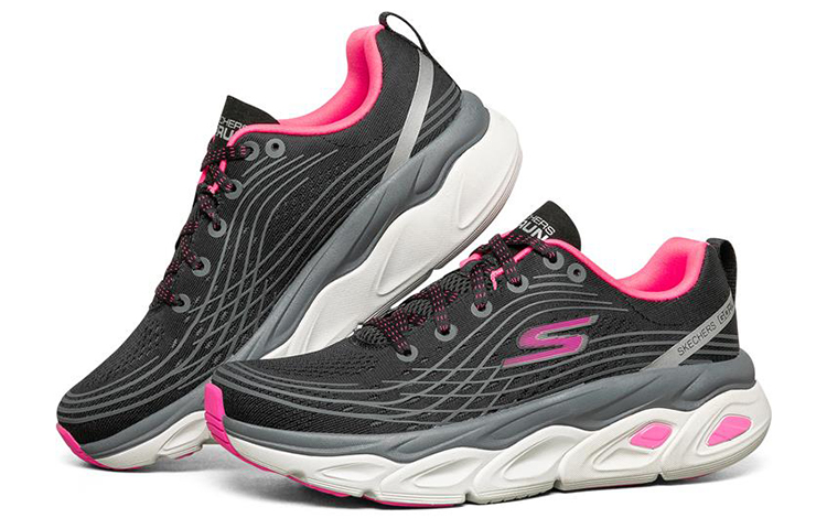 (W) Skechers Max Cushioning Ultimate Low-Top Running Shoes Black/Pink 圖 3
