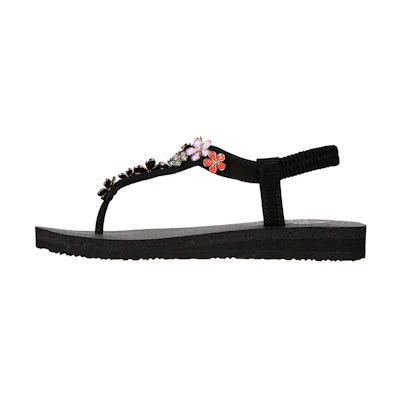 (W) Skechers Meditation-Glass Daisy 'Black Fashion Sandal'