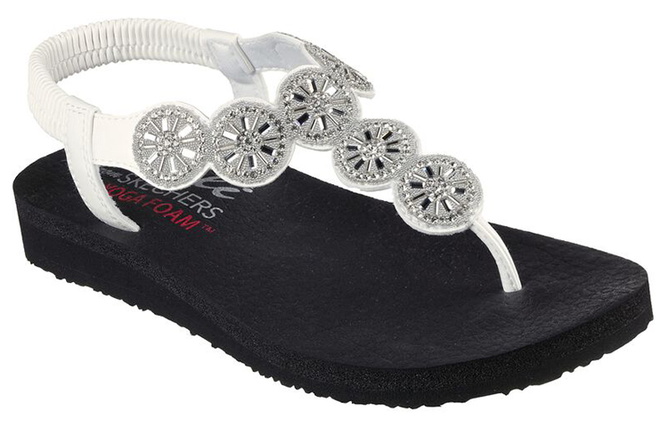 Lookbook (W) Skechers Meditation-Sweet Sparkle Slip-On 'Hitam Putih' 119291-WHT
