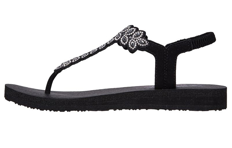 (Women) Skechers Meditation Sandal 'Black and White' 119311-BLK