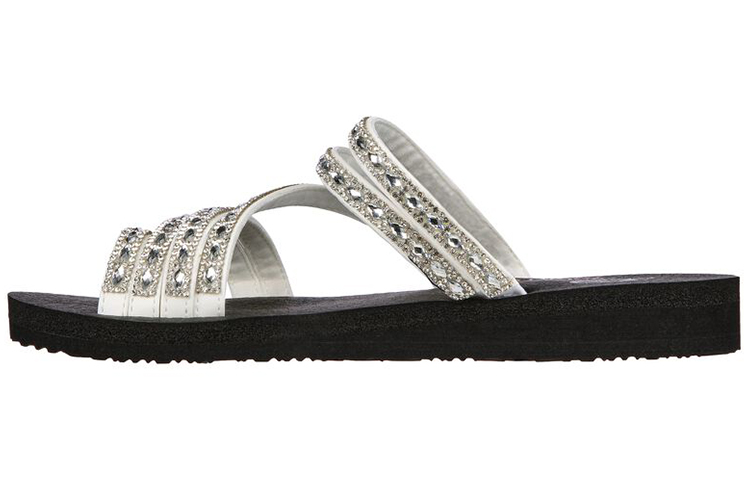 (Women) Skechers Meditation Sandal 'Black and White' 119287-WHT