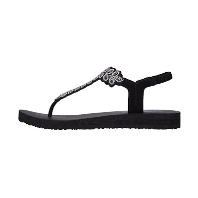 (W) Skechers Meditation Sandal 'Black and White'