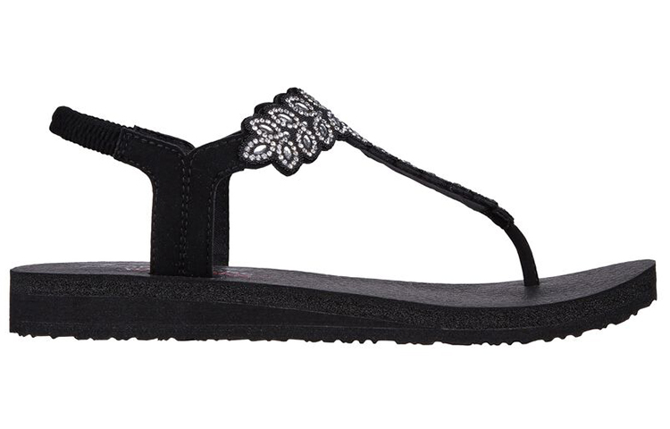Order (Women) Skechers Meditation Sandal 'Black and White' 119311-BLK