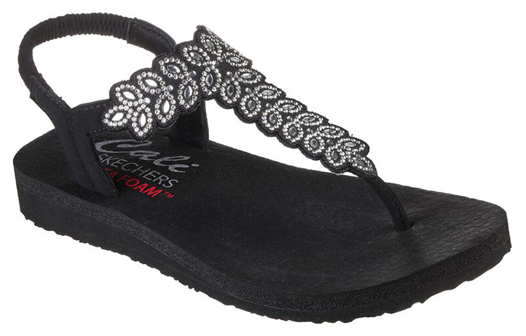 Lookbook (Women) Skechers Meditation Sandal 'Black and White' 119311-BLK