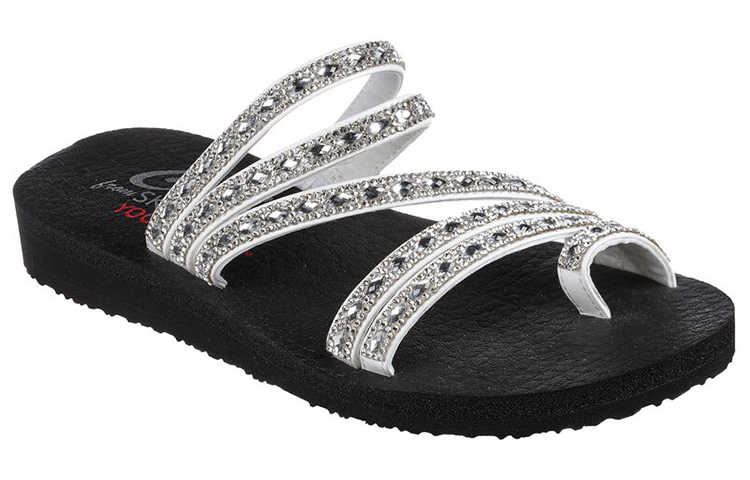 Lookbook (W) Skechers Sandal Meditasi 'Hitam dan Putih' 119287-WHT