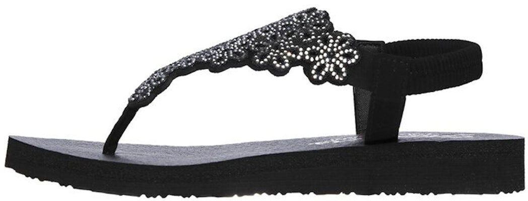 (Women) Skechers Meditation Sandal 'Black Silver' 119138-BKSL Buy (Women) Skechers Meditation Sandal 'Black Silver' 119138-BKSL