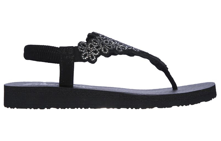 Order (W) Sandal Skechers Meditation 'Hitam Silver' 119138-BKSL