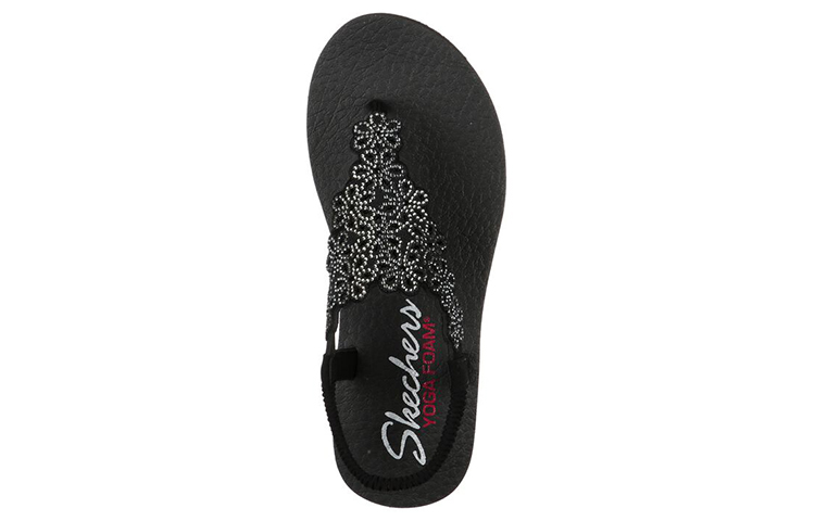 Lookbook (W) Sandal Skechers Meditation 'Hitam Silver' 119138-BKSL