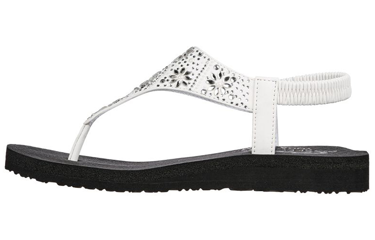 (Women) Skechers Meditation Sandal 'White Black' 119290-WHT