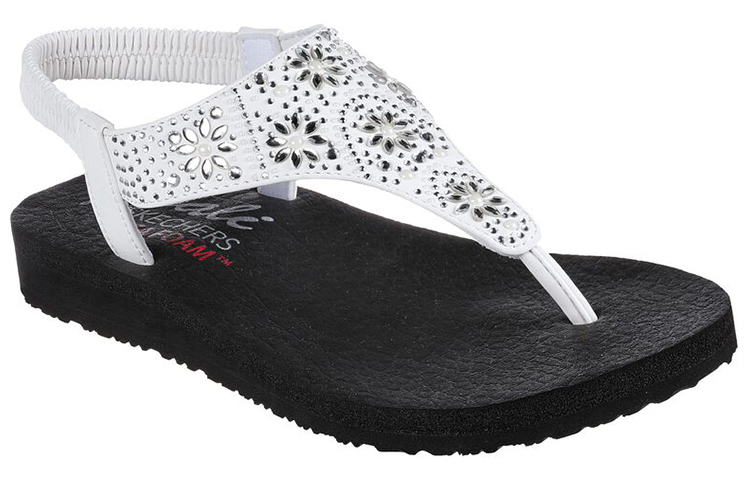Lookbook (Women) Skechers Meditation Sandal 'White Black' 119290-WHT
