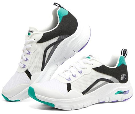 Skechers 網布 拼接 透氣 低筒 跑步鞋 女款 黑白 Lookbook Skechers 網布 拼接 透氣 低筒 跑步鞋 女款 黑白