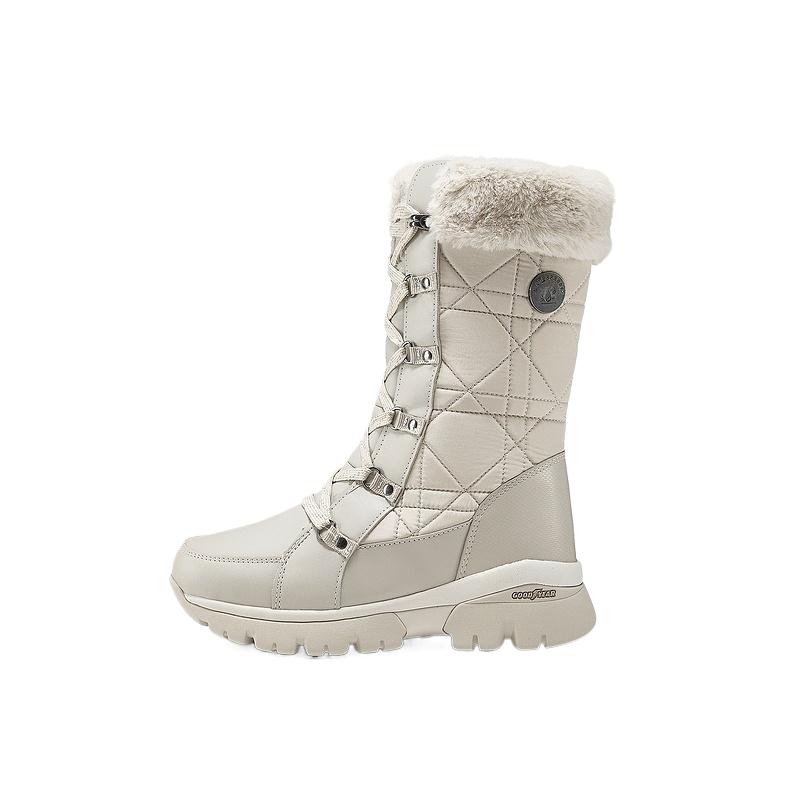 (Women) Skechers Modern Comfort White High-Top Winter Snow Boots. 168003-STN