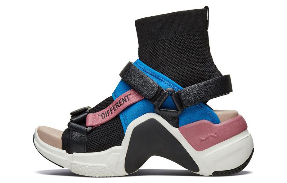 (Women) Skechers Neo Block Sandal 'Black Blue Pink' 69315-BKMT