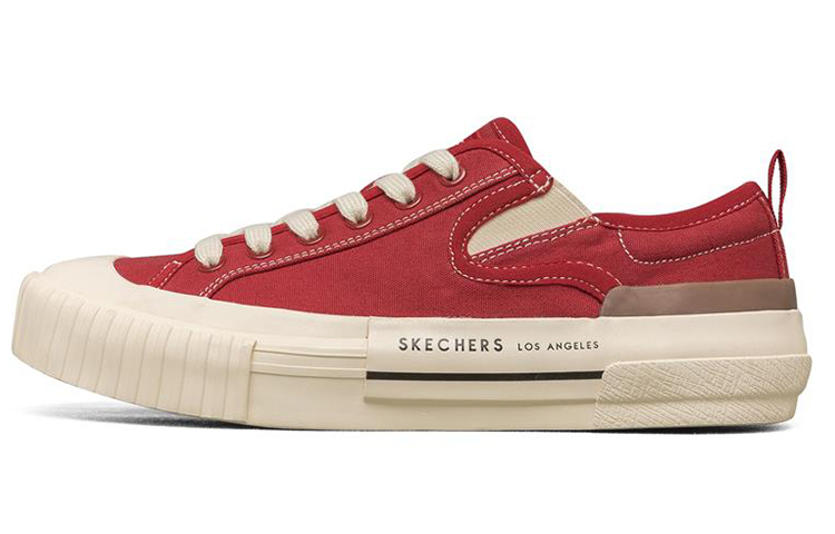 (Women) Skechers New Moon Low Top Canvas Sneakers Red 155391-RED