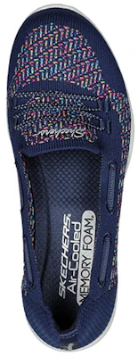 (Women) Skechers Newbury St 'Blue Slip-On' 100178-NVMT Shop (Women) Skechers Newbury St 'Blue Slip-On' 100178-NVMT