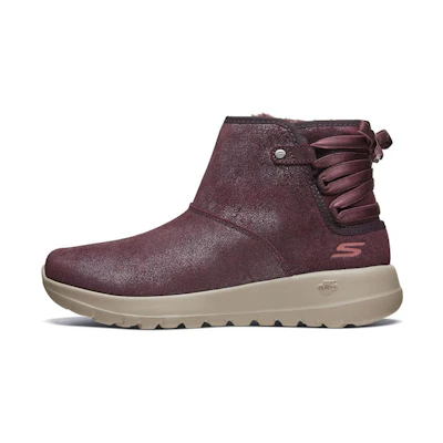 (W) Skechers On-The-Go 600 'Burgundy Faux Fur'