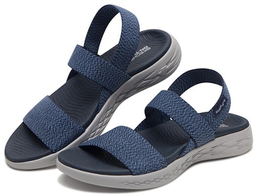 (W) Skechers On-The-Go 600 'Sandal Olahraga Ringan Nyaman Biru' 15310-NVGY Lookbook (W) Skechers On-The-Go 600 'Sandal Olahraga Ringan Nyaman Biru' 15310-NVGY