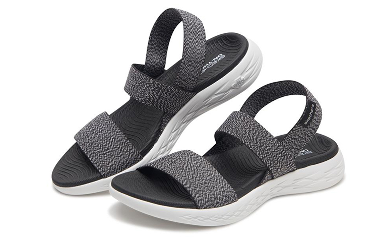 Lookbook (Women) Skechers On-The-Go 600 'Comfort Lightweight Sport Sandal - Black White' 15310-BKW