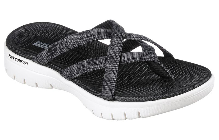 Lookbook Skechers On-The-Go 舒適緩震夾趾拖鞋 女款 黑色