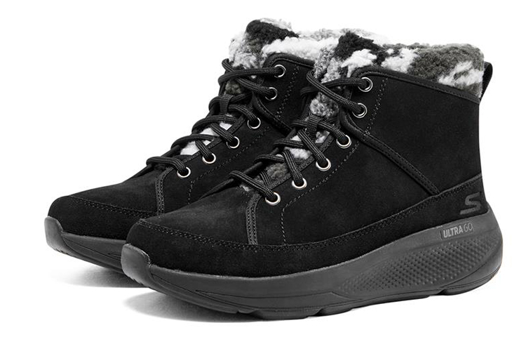 Lookbook (W) Skechers On-The-Go Elevate 'Hitam Kelabu Fleece' 144526-BKGY
