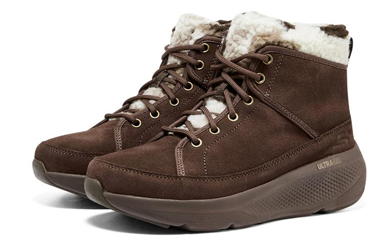 Lookbook (W) Skechers On-The-Go Elevate 'Chocolate Fleece-Lined' Berbulu Coklat 144526-CHOC