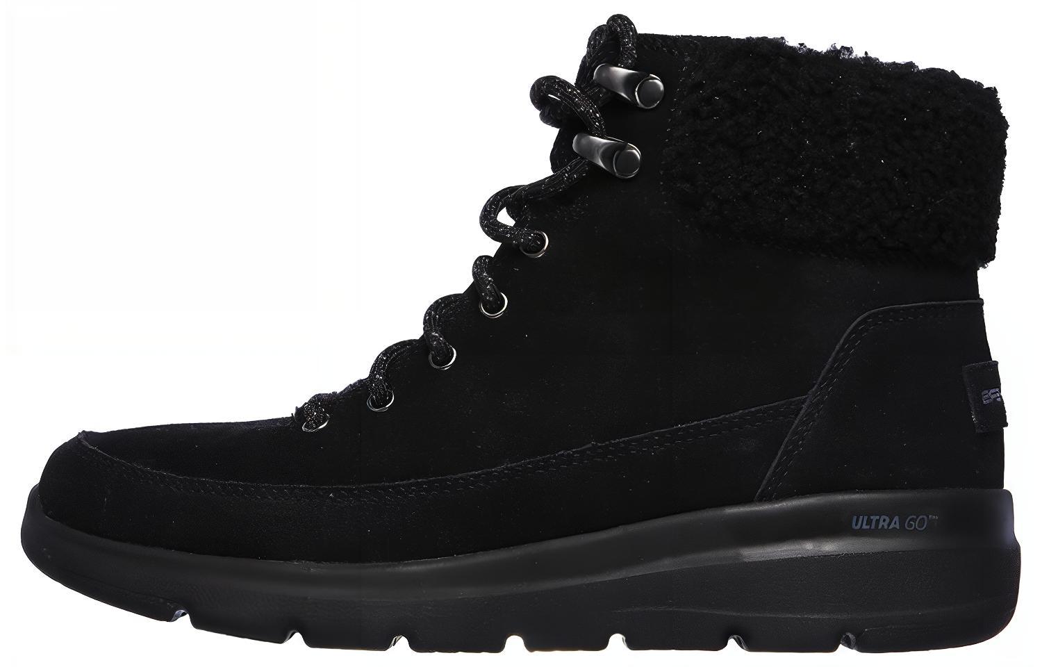 (Women) Skechers On-the-go Glacial Ultra-Woodlands 'Black Mid-Top Snow Boot' 16677-BBK