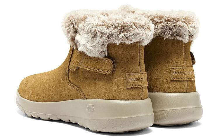 Lookbook Skechers ON THE GO 一脚蹬 柔軟舒適 短筒 雪地靴 女款 黃色