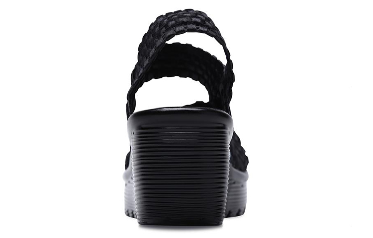 Shop Skechers Parallel 時尚休閒坡跟涼鞋 女款 全黑色
