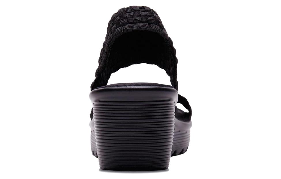 Shop Skechers Parallel 時尚休閒坡跟涼鞋 女款 全黑