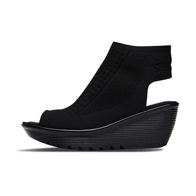 (W) Skechers Parallel 'Fashion Casual Wedge Sandal Black'