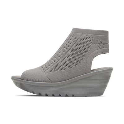 (W) Skechers Parallel 'Fashion Casual Wedge Sandal Grey'