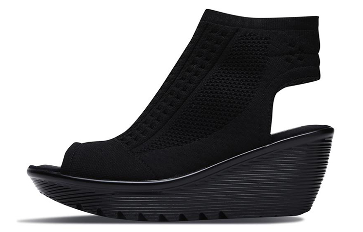(Women) Skechers Parallel 'Fashion Casual Wedge Sandal Black' 49829-BLK